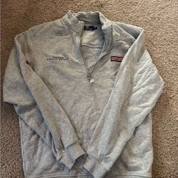 Vineyard Vines Light Gray Zip-Up Sweater - Picture 1 of 2